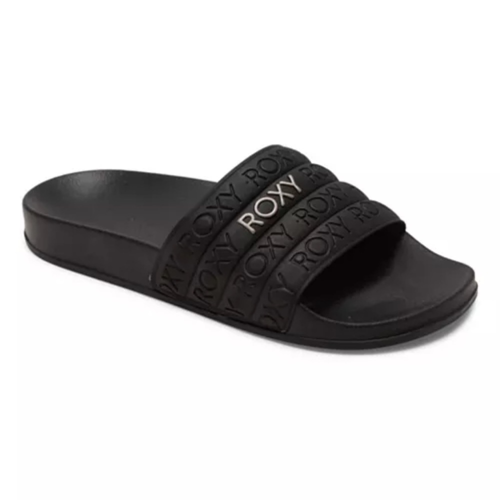 ROXY Black Logo Casual Everyday Slippy Slides Sandals 6 - Picture 2 of 5